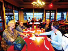 Game Night February 22: Lynn O’Shaughnessy, Judi Glenn, Lynda Myers and Dottie May; photo by Zita McCoig