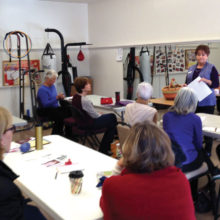 Linda Hood teaches a class as part of our Knit Along vest option offered this spring.