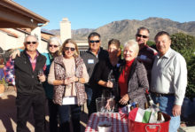 Francophiles George and Pat Dawydowych, MyLinda and David Guillen, Sharon Gartner, Pat Smith, Dave Gartner and Bob Kramer salute Wines of the World.