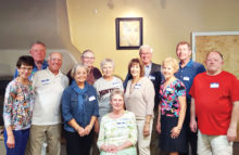 Host couples: Sandy and Phil Barney, Cathy and George Scott, Sally and Bob Hoffman, Bonnie and Jim Jevne, Suzanne and Pat Donlan, and Alleyne and George Bruch; not in photo, Sally and Dana Keller