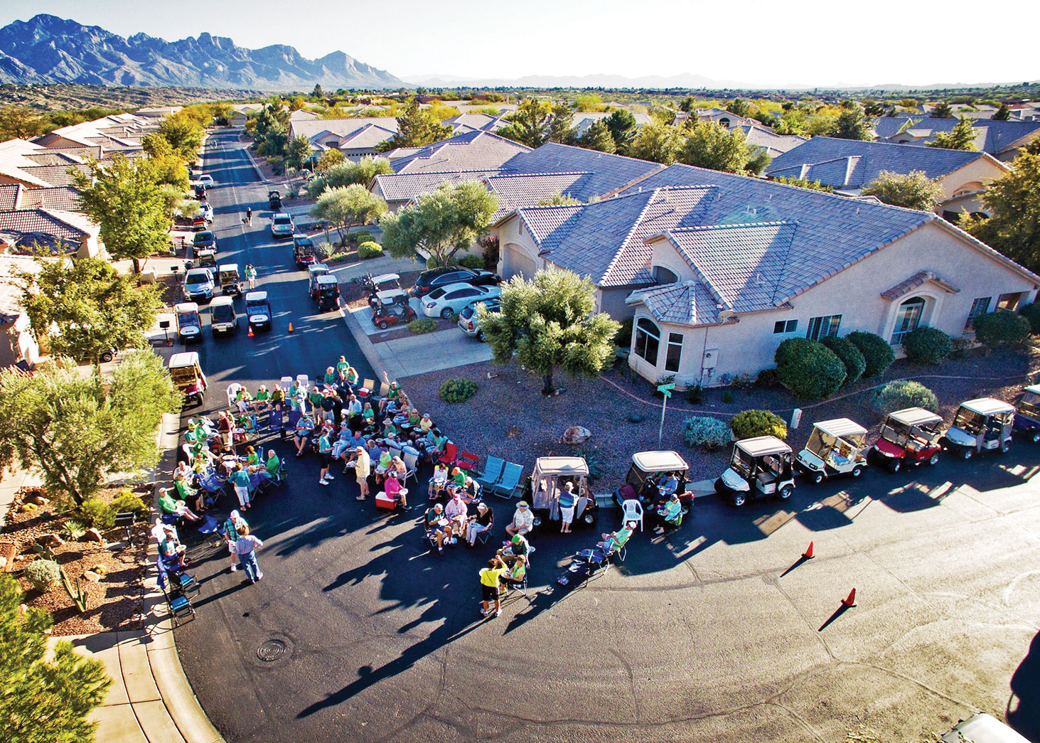 View from above of Villas 2 St. Patrick’s Day Party; photo courtesy of Larry Crabb