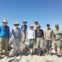 Turtlehead Peak, left to right: Tom Geiger, Randy Park, Stan Smith, Susan Hollis, Aaron Schoenberg, Ray Peale, Mike Wolters and Dave Corrigan
