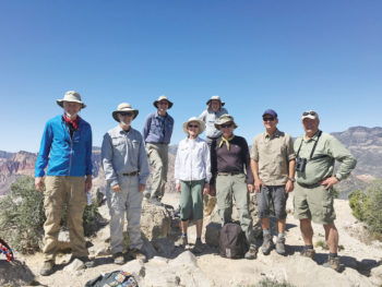 Turtlehead Peak, left to right: Tom Geiger, Randy Park, Stan Smith, Susan Hollis, Aaron Schoenberg, Ray Peale, Mike Wolters and Dave Corrigan