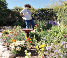 Louise enjoys her time among the flowers.