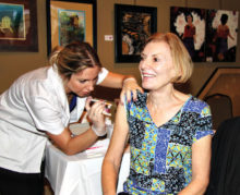 Immunizations are always a busy activity at the Health Fair.