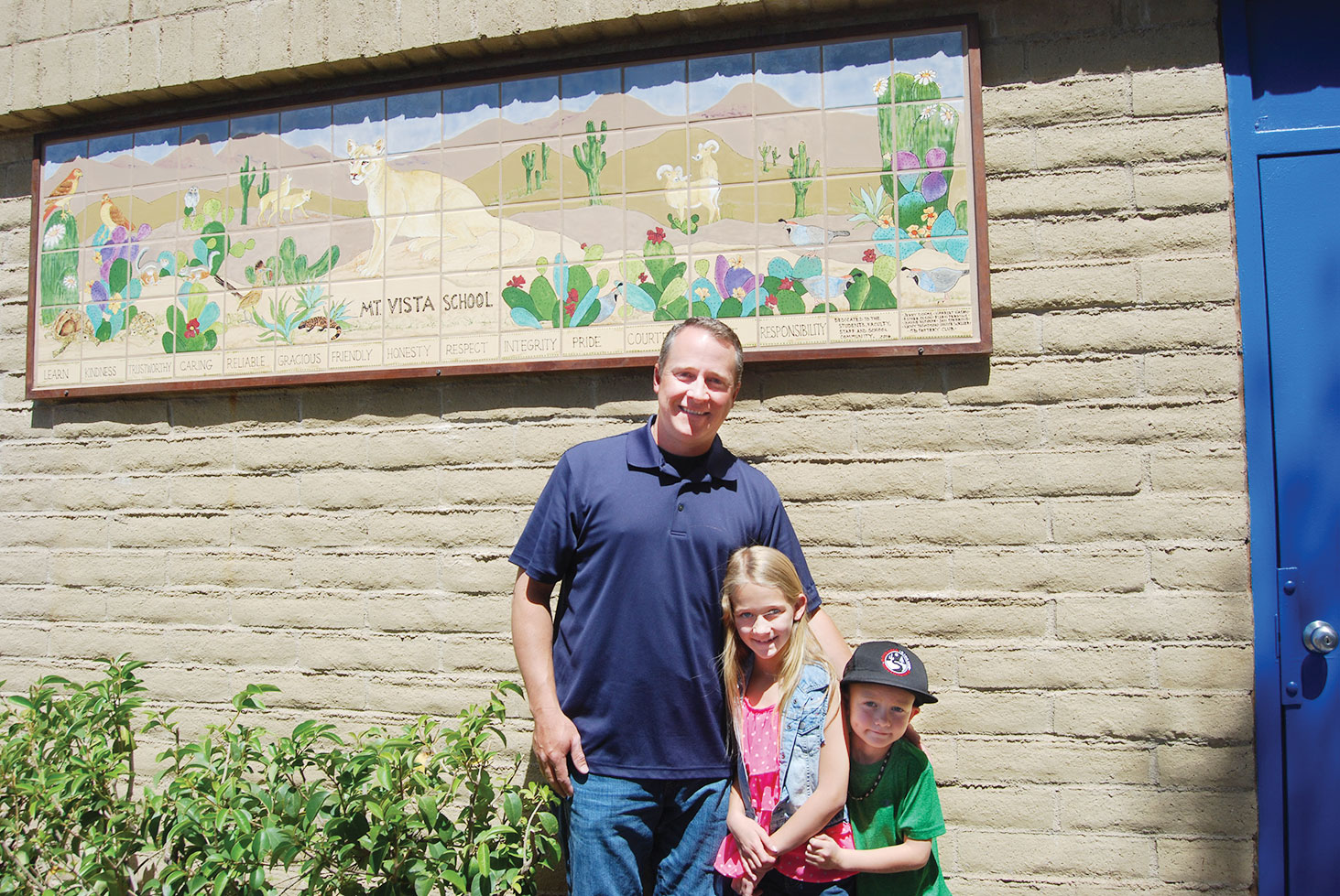 Michael, Kalyn and Hayden Hawkins. Michael did the grouting work; photo courtesy of the San Manuel Miner.