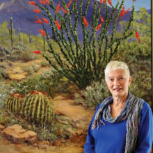Barbara Leightenheimer with her oil-on-canvas painting, Going my way—March.