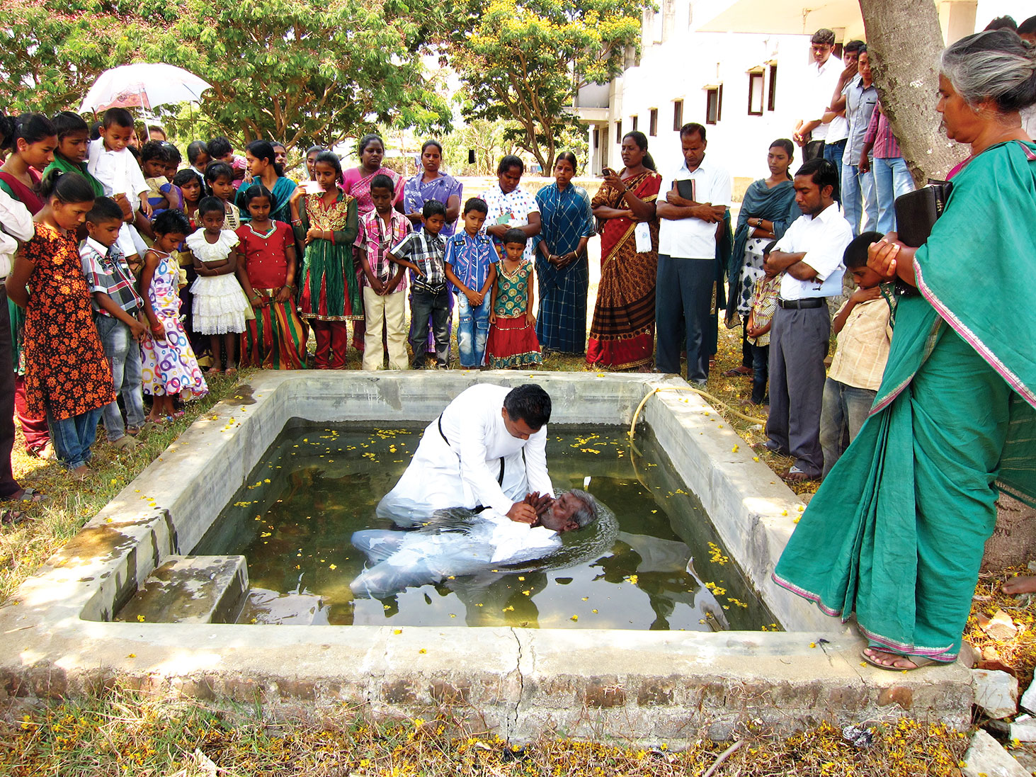 A person being baptized