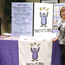 Youth on their Own (YOTO) Executive Director Nicola Hartmann and Cathy Scott, CCSB liaison to YOTO