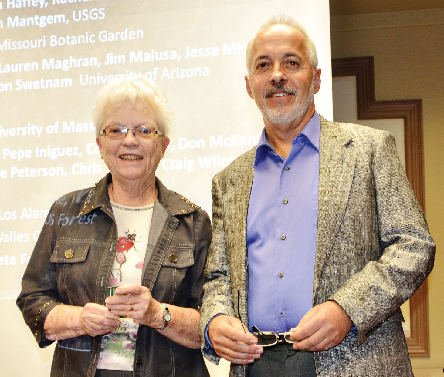 Door prize winner Jean Patton and Don Falk; photo by Ed Skaff