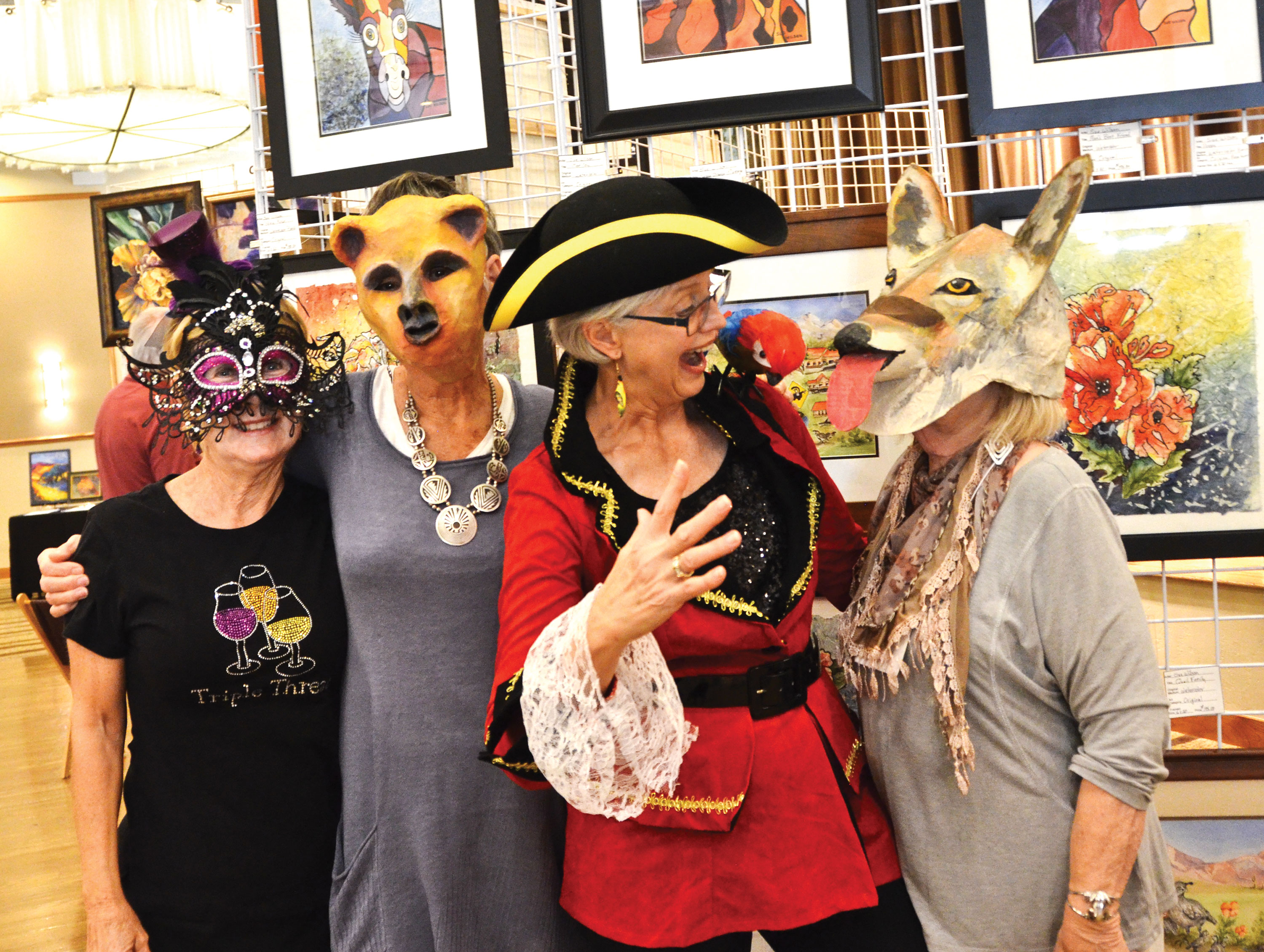 Some of the artists celebrated Halloween, left to right: Candy Armstrong, Karen Warner, Mary Kopp and Pat Parkinson