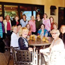 The women of the JFG enjoy their first No-Host Coffee on the Bistro Patio.