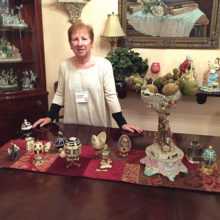Harriet Shemer displays her collection of reproduction Faberge eggs.