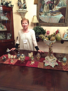 Harriet Shemer displays her collection of reproduction Faberge eggs.