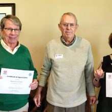 Jim and Joanna Fairweather receive Certificates of Appreciation at the January Catalina Mountain Satellite meeting