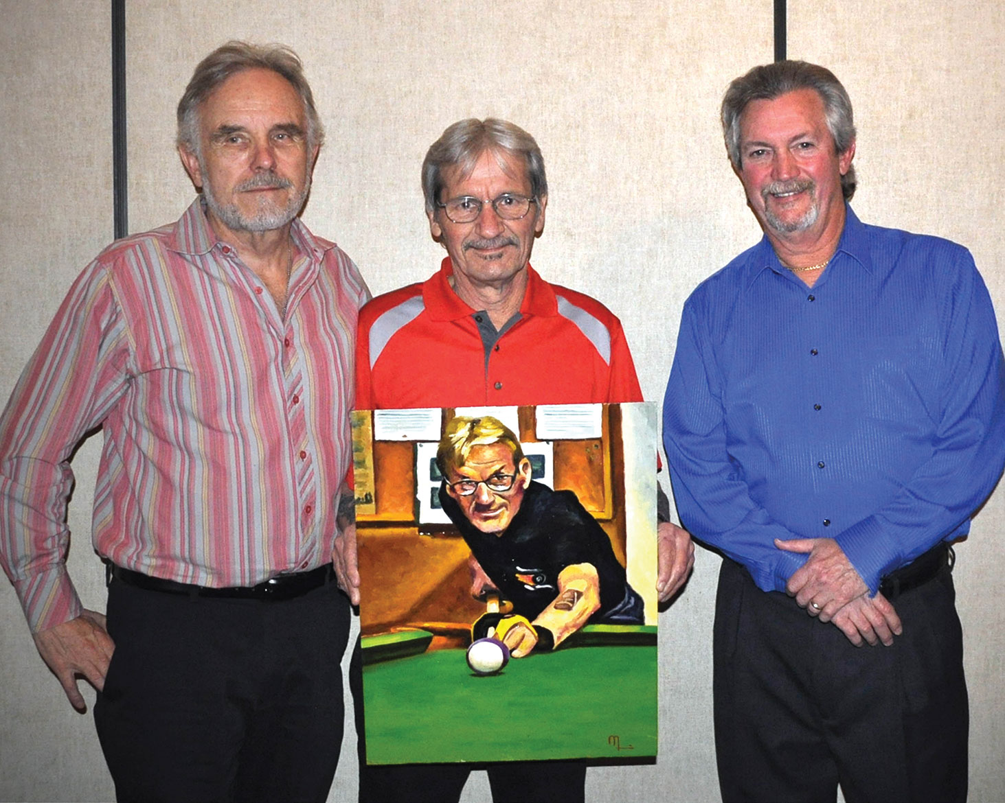 Left to right: Jim Morris (artist), Joe “Fast Eddie” Giammarino, Dominic “The Doctor” Borland