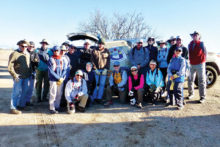 Back row: Ray Peale, Frank Earnest, Stan Smith, Fred Norris, Mike Wolters, Garrett Reising, Shawn Redfield, Terry Parrott, Tom Geiger, Linda Barbour, John Barbour, Norm Reckheimer, Dave Vermerris; front row: Kathy Gish, Hyman, Beraznik, Tom Conrad, Marilynn Smith, Bruce Hale, Laurel Parrott, Mary Croft, Elisabeth Wheeler; photo by Gary Faulkenberry