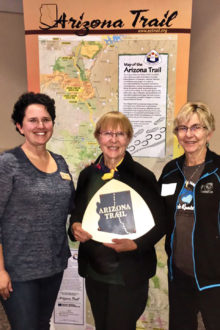 Wendy Lotze, Arizona Trail Volunteer Coordinator, with Elisabeth Wheeler and Mary Croft; photo by Frank Earnest