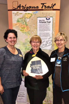 Wendy Lotze, Arizona Trail Volunteer Coordinator, with Elisabeth Wheeler and Mary Croft; photo by Frank Earnest