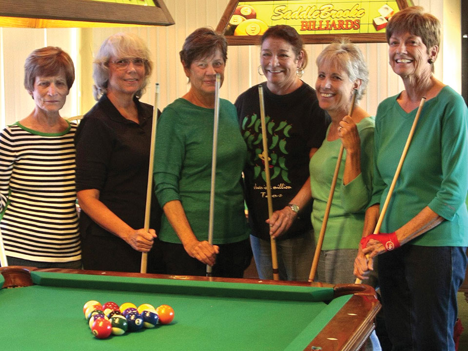 Left to right: Darlene Morris, Nancy Barrett, Jan Stebbins, Rita “I’m Back” Giammarino, Diane Clary and Christine Smith. Members of the group not shown are Janette Borland, Cathy Donat, Jeanne Rudolph and Kathy Thompson; photo by Jim Morris