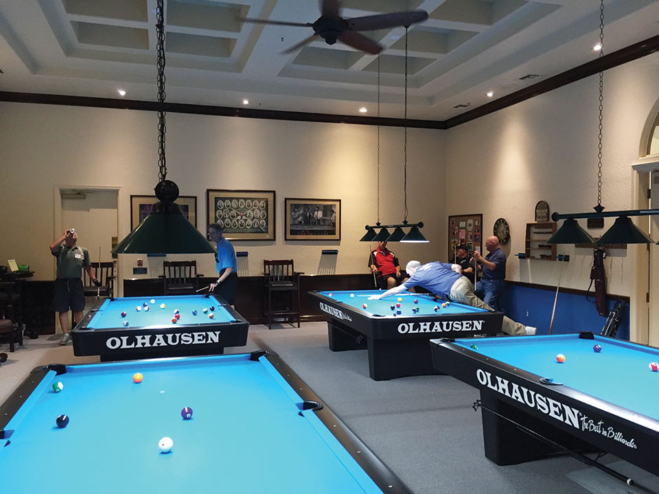Action in IronOaks’ beautiful billiards room.
