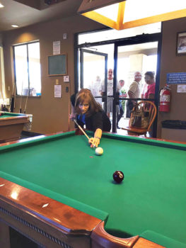 Janette “The Archer” Borland; the first lady to play in a Pool Players of The Brooke’s sanctioned event.