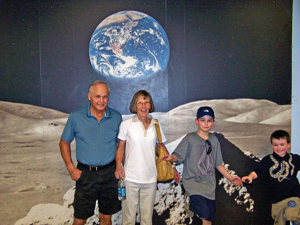 Bob, Barbara and their grandsons, Justin and Nate, at the IMA Air and Space Museum