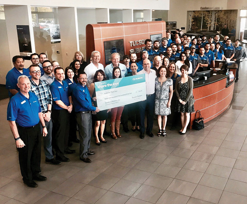 Tucson Subaru presented YOTO with a check for $69,534 on Wednesday, April 13.