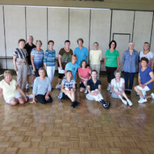 Tuesday morning in the Vermilion Room. Level 2 dancers in Line Dance with Rebecca smile for your pleasure. Dancers from HOA 1, HOA 2 and SaddleBrooke Ranch love their Tuesday morning sessions - especially as it gets hot.
