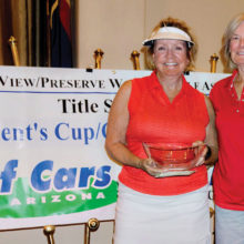 Gail Campbell, 2017 MPWGA President’s Cup Champion; Debbie Mielke, 2016 Champion