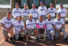 2017 Winter Season Monday Recreation League Champion – Webbscapes Landscaping, back row: Dave Good, Bobbi Noffsinger, Manager Tim Benjamin, Brian Shipman, John Vosper, Ken Schuttler; front row: Jason Noffsinger, Don Nolin, Gloria Krom, Janice Mihora, Mary Schneck, Greg Morgan