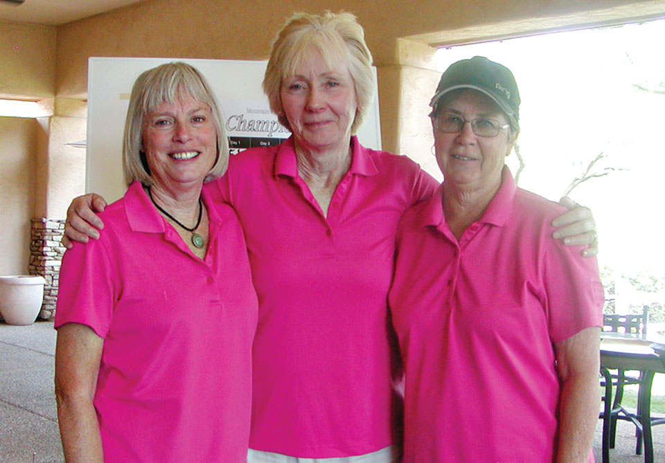 Second Flight Winners, left to right: Linda Miles, Deborah Bunker and Karen Koch