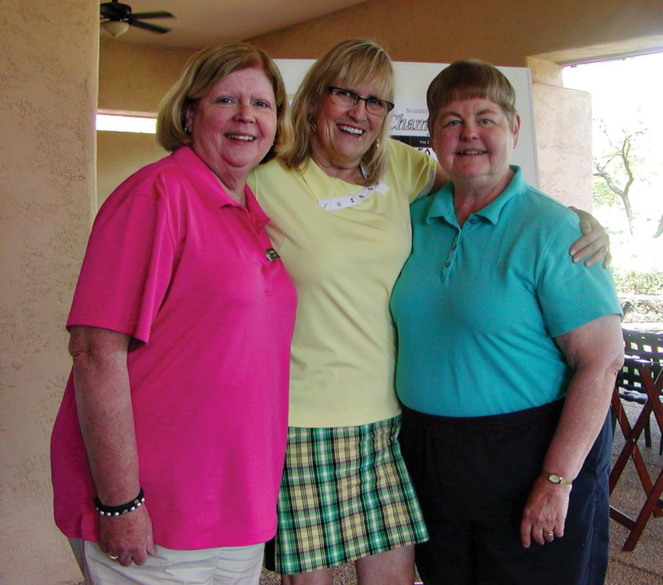 Third Flight Winners, left to right: Barbara Bloch, Kathee Johnson and Rita Smith