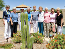 A few ladies of the British Club enjoyed coffee and a book exchange at the home of Beryl Saner.