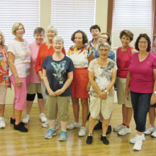 Summer fun for Level 3, the highest level in Rebecca’s Line Dance classes. Here are (right to left) Kay Lantow, Barb Nicholson, Pat Wellington, Janice Motley, Pat Benter, Denise Anthony, Melanie Murphy, Karen Brungardt, Cindy Ervin, Gerry Harding, Carol Chiarello and Instructor Rebecca Magdanz. Behind the lens is Mark Magdanz; Judy Hargadon and Raye Cobb traveling