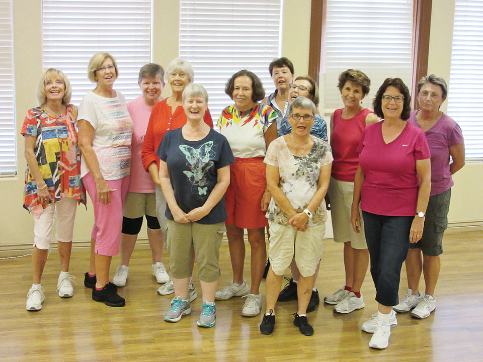 Summer fun for Level 3, the highest level in Rebecca’s Line Dance classes. Here are (right to left) Kay Lantow, Barb Nicholson, Pat Wellington, Janice Motley, Pat Benter, Denise Anthony, Melanie Murphy, Karen Brungardt, Cindy Ervin, Gerry Harding, Carol Chiarello and Instructor Rebecca Magdanz. Behind the lens is Mark Magdanz; Judy Hargadon and Raye Cobb traveling