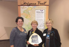 Wendy Lotze, Arizona Trail Association, with Elisabeth Wheeler and Mary Croft, Co-Stewards of the Oracle Passage of the Arizona Trail.