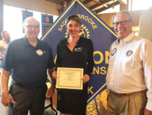 SaddleBrooke Rotary’s newest Amiga Chris Beth, owner – Caring Senior Service, with past President Joe Guyton and President Neil Deppe