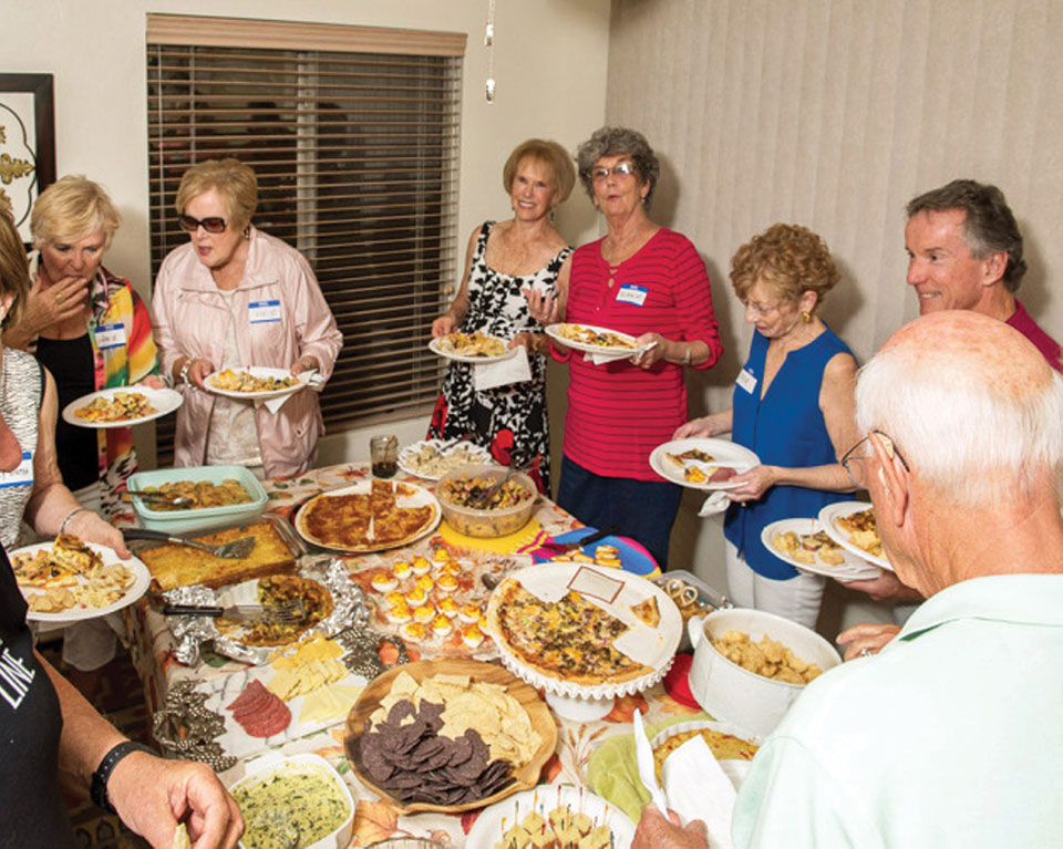 The food table at the Lancasters' Snack and Chat; photo by Nelson Rodrigues.