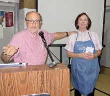 Breakfast Chair Al Toensing recognizes Mary Jensen.