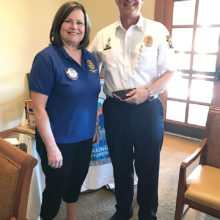 SaddleBrooke Sunrise Rotary President Debbie Foster with Fire Chief Randy Karrer