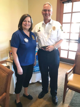 SaddleBrooke Sunrise Rotary President Debbie Foster with Fire Chief Randy Karrer