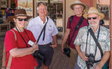 Four members attending the DIGS October field trip at Helldorado Days in Tombstone include (left to right) Susan Schwartz, Dan Garand, Bob Garner and Bruce Hale; not pictured: Laurel and Terry Parrott; photo by Bill George.