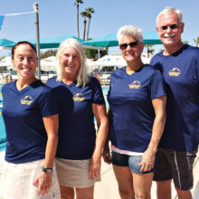 Lyn Moreno, Allison Lehman, Samantha Martoni and Craig Schaffer participated in the third annual Jamina Winston swim meet.