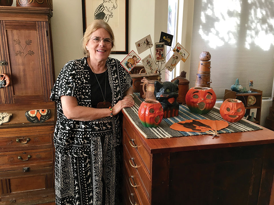 Sylvia Munsen shows her lifelong collection of Halloween decorations and memorabilia.
