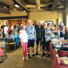 Hosts Maria and Mike Miller and Activity Coordinators Fred and Bonnie Barazani were a match made in heaven planning the Preserve potluck. And, popping out of nowhere was Cathy Quesnell, our local farcical photo-bomber, flashing her extra-large smile.
