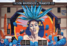 The “Goddess of Agave” mural, located at 440 North 7th Avenue in Tucson, was created by six different artists. Painted on a warehouse wall, the mural’s total size is 2000 square feet!