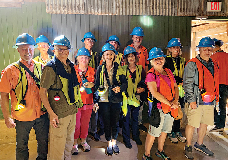 Three quarters of the group ready to go on the Queen Mine tour in Bisbee.