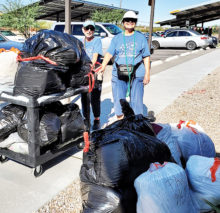 Marie Schmidt and Cindy Romac, PACC volunteers, receiving the donated towels. The donations shown here are only from the first two days!