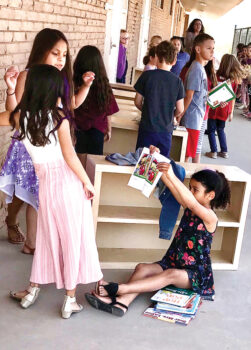 In 2019, SaddleBrooke Ranch volunteers built a bookcase for each first-grade student at Ray Elementary School. SBCO annually funds the materials for the bookcases and purchases two new books for each student in first through third grade.